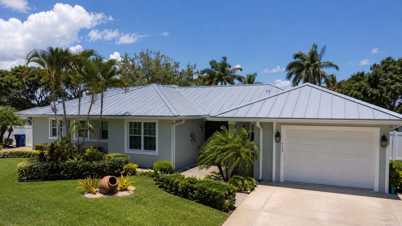 5-V Crimp metal roof on Florida cottage