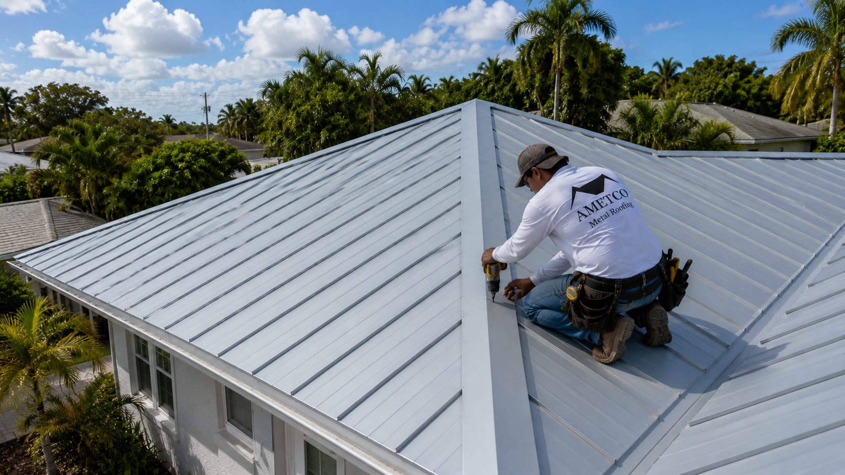 White standing seam multi-plane roof